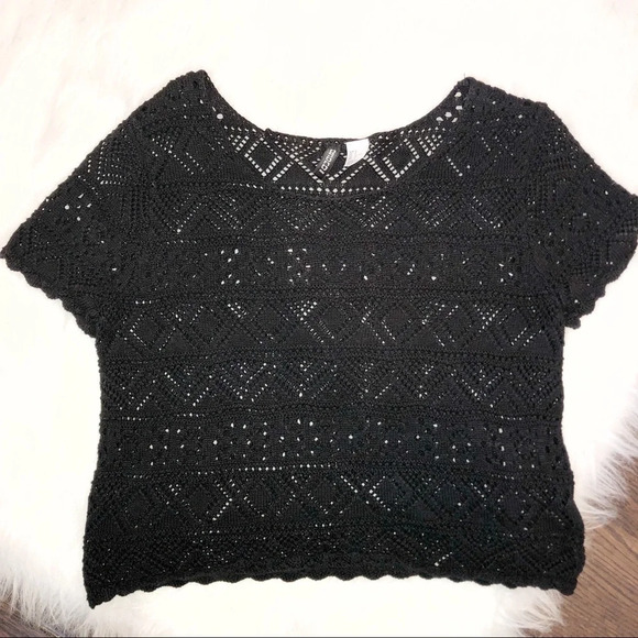 H&M Divided Small Black Crochet boho top - Picture 1 of 4